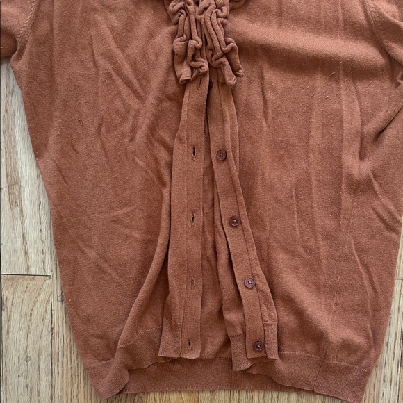 Talbots Rust Cardigan with Ruffled Neckline - Picture 5 of 7